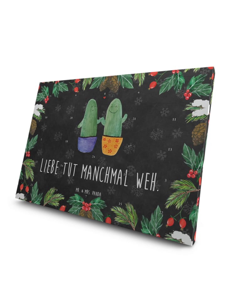 Advents-Teekalender Kaktus Liebe mit Spruch in Kreidetafel