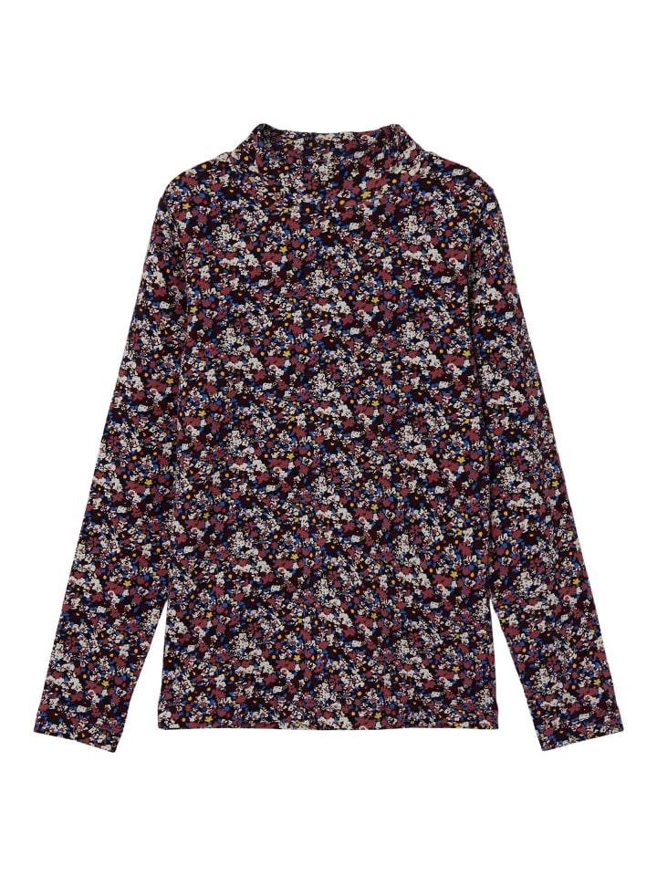 Dünnes Langarm Shirt Jersey Blumen Top Oberteil NKFOLIBER in Rot