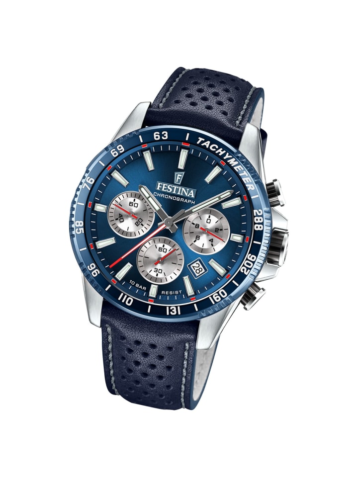 Analog-Armbanduhr Festina Timeless Chronograph dunkelblau groß (ca. 45mm)