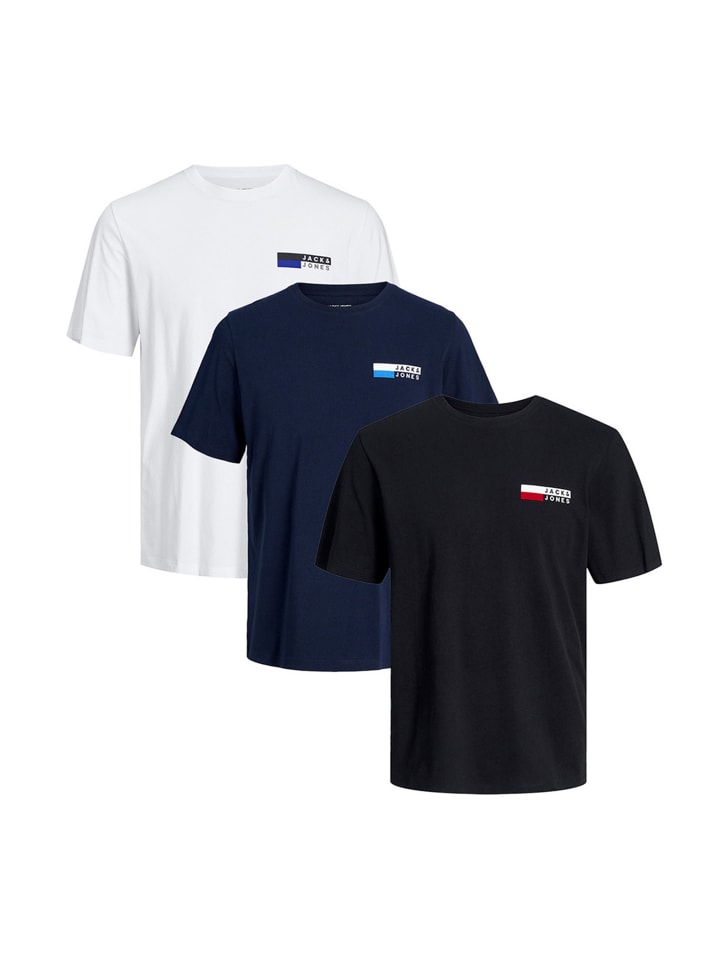T-Shirt Corp in Weiß / blau / schwarz