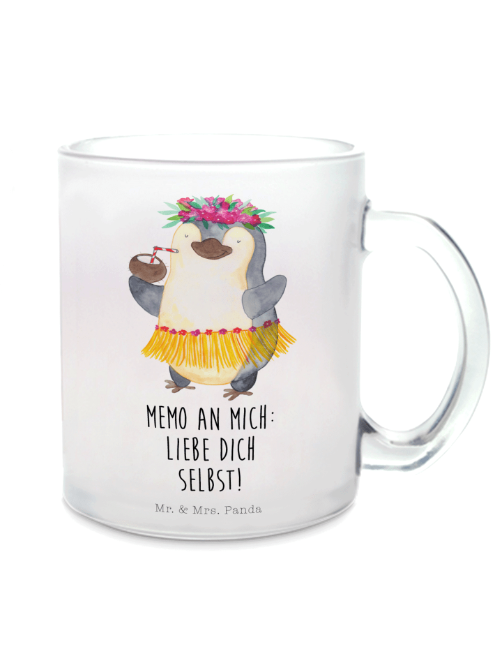Kaffeetasse Pinguin Kokosnuss mit Spruch in Transparent