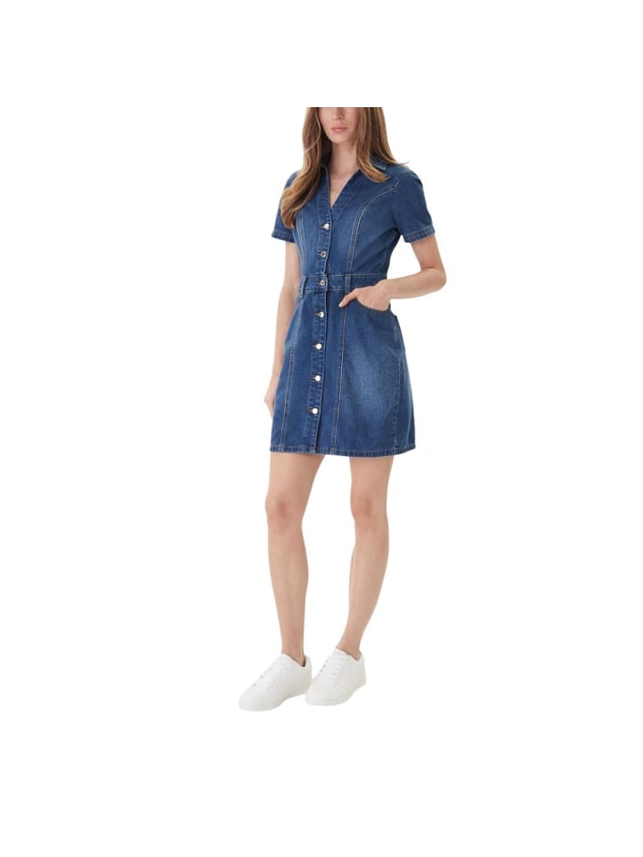 Blau Baumwolle Midikleid