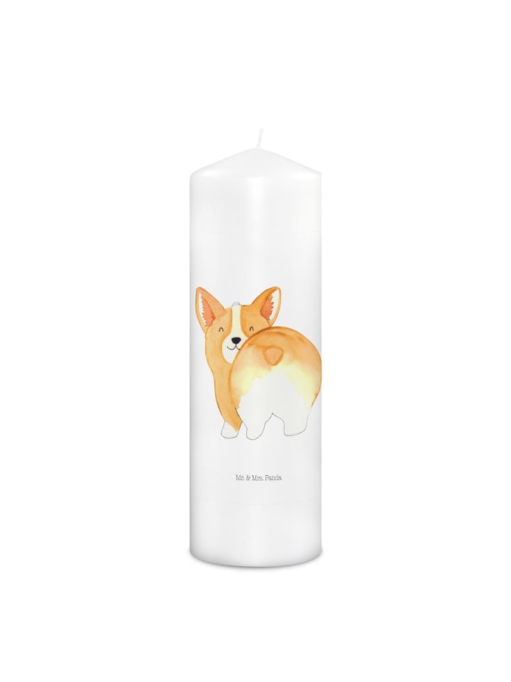 Kerze Corgi Po ohne Spruch in Weiß