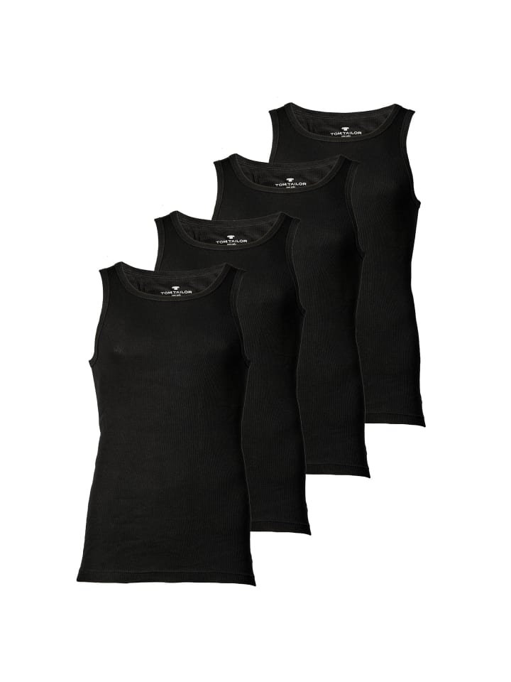 Unterhemd 4er Pack in Schwarz