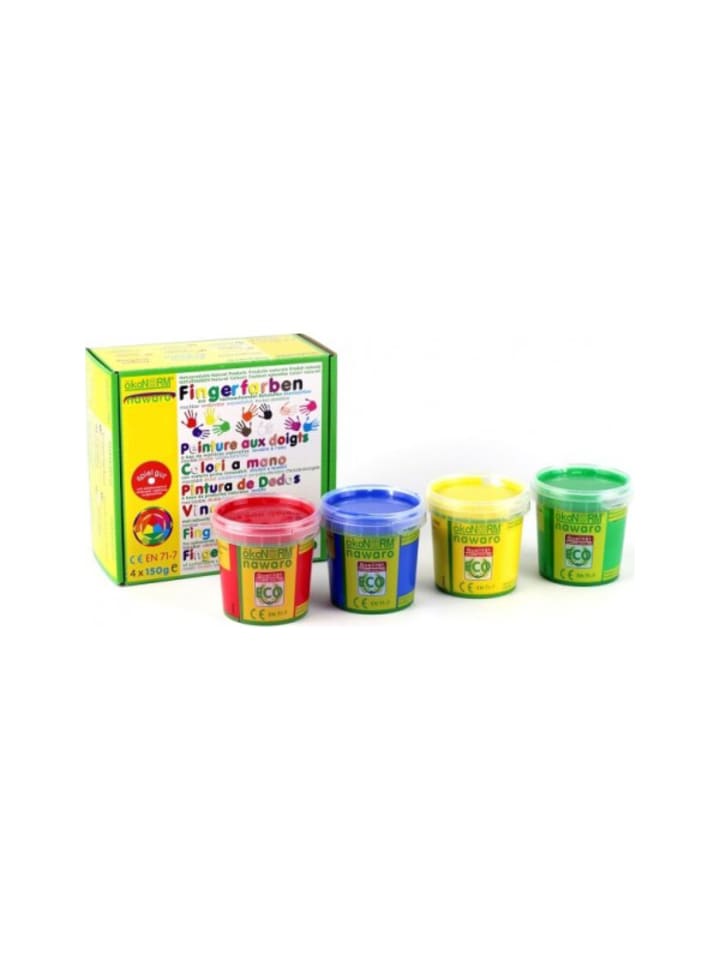 Fingerfarben nawaro, 4er Set A - rot, gelb, grün, blau - ab 18 Monaten