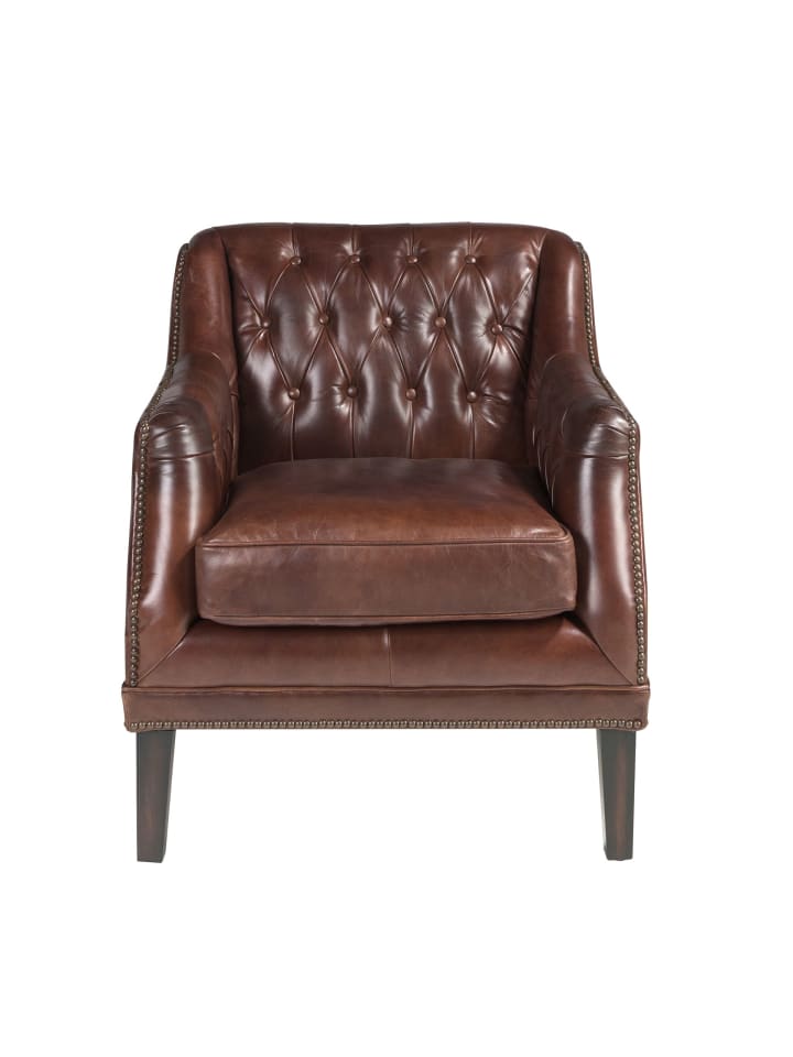 Chester-Sessel 5204 in Cognacbraun / Walnuss – (B)75 x (H)80 x (T)81 cm