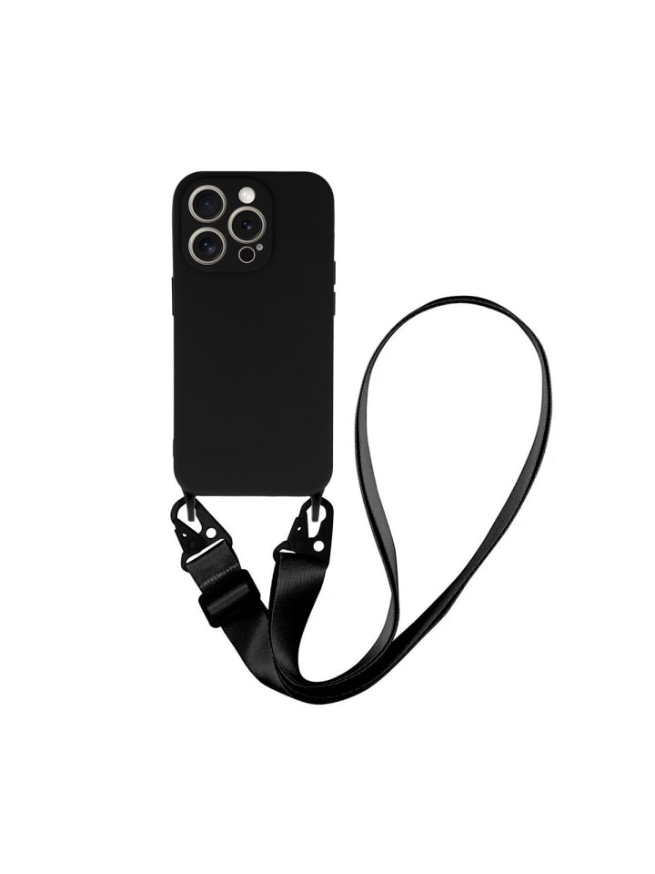 Handy Hülle Umhängehülle kompatibel mit Iphone 15 Schwarz in Schwarz