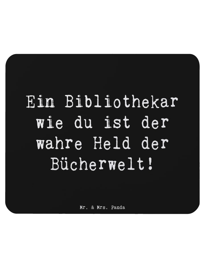 Mouse Pad Spruch Bibliothekar Held mit Spruch in Schwarz