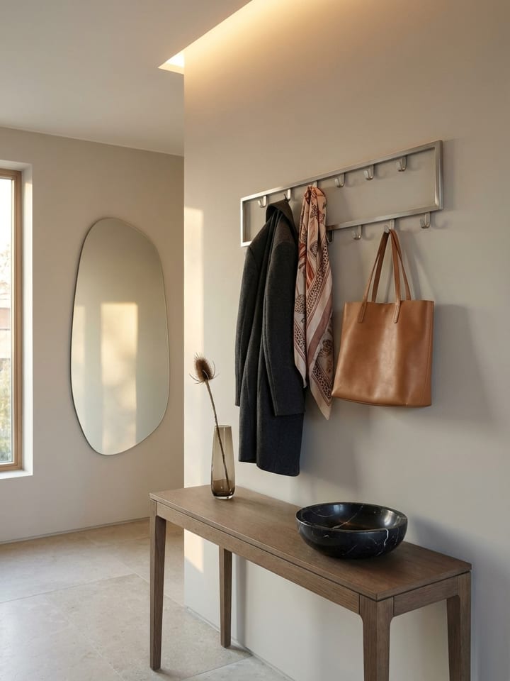 Wandgarderobe Metall Silber 80x20x4 cm Design Flurgarderobe Stahl,