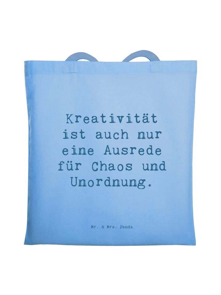 Tote Bag Spruch Kreativität und Chaos mit Spruch in Sky Blue