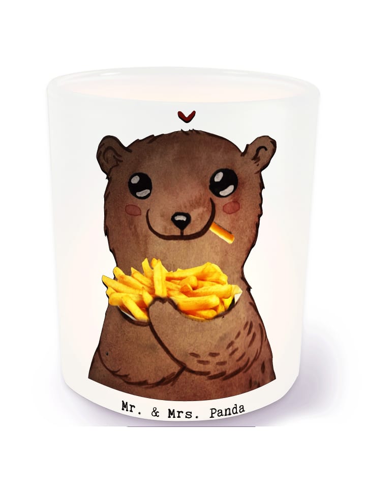 Kerzenhalter Bär Pommes verliebt ohne Spruch in Transparent