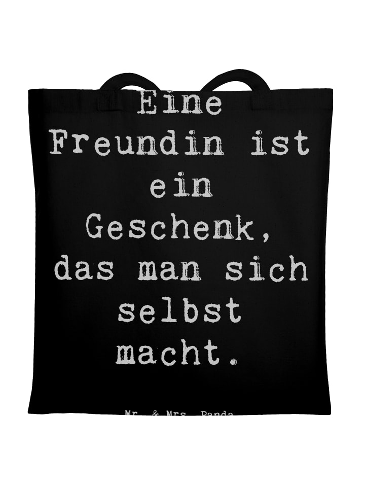 Schultertasche Spruch Geschenk Freundin mit Spruch in Schwarz