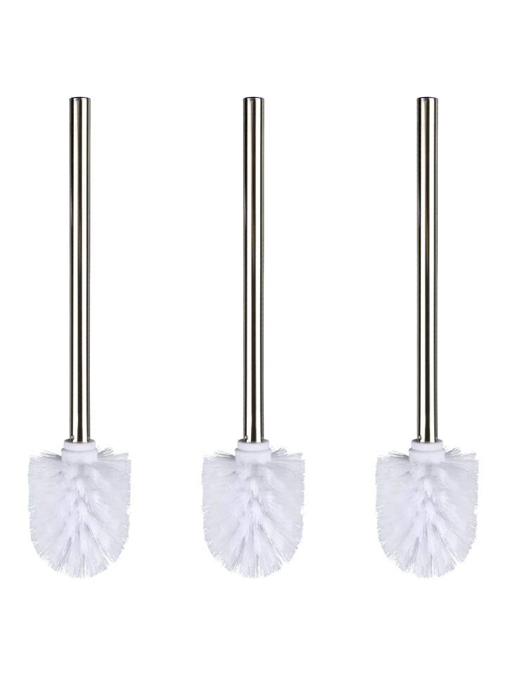 WC-Bürste mit Edelstahlstiel Glänzend 3er Set, Ø 8 x 35 cm in Glänzend