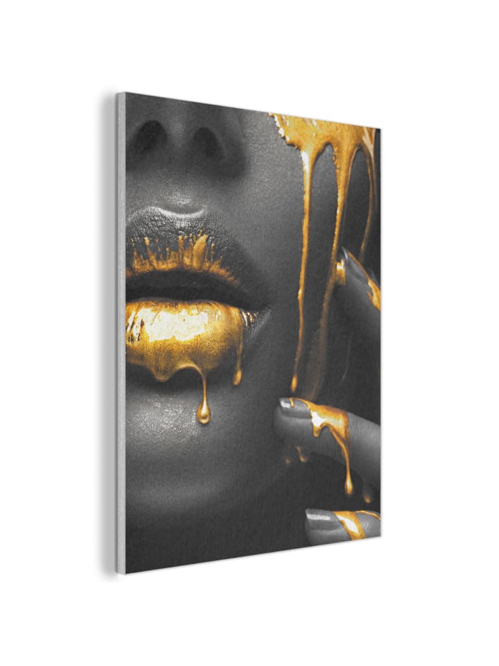 Akustibild Gesicht gold schwarz