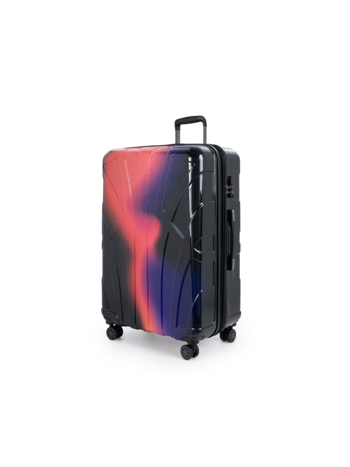 Großer Reisekoffer Trolley erweiterbar XL Koffer 4 Rollen TSA 110 L in Neon Red