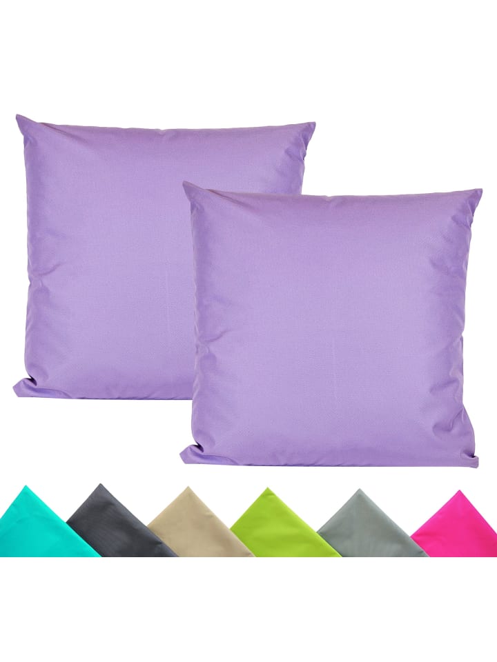 2er Set Outdoor Kissenhülle 40x40cm Uni in Flieder