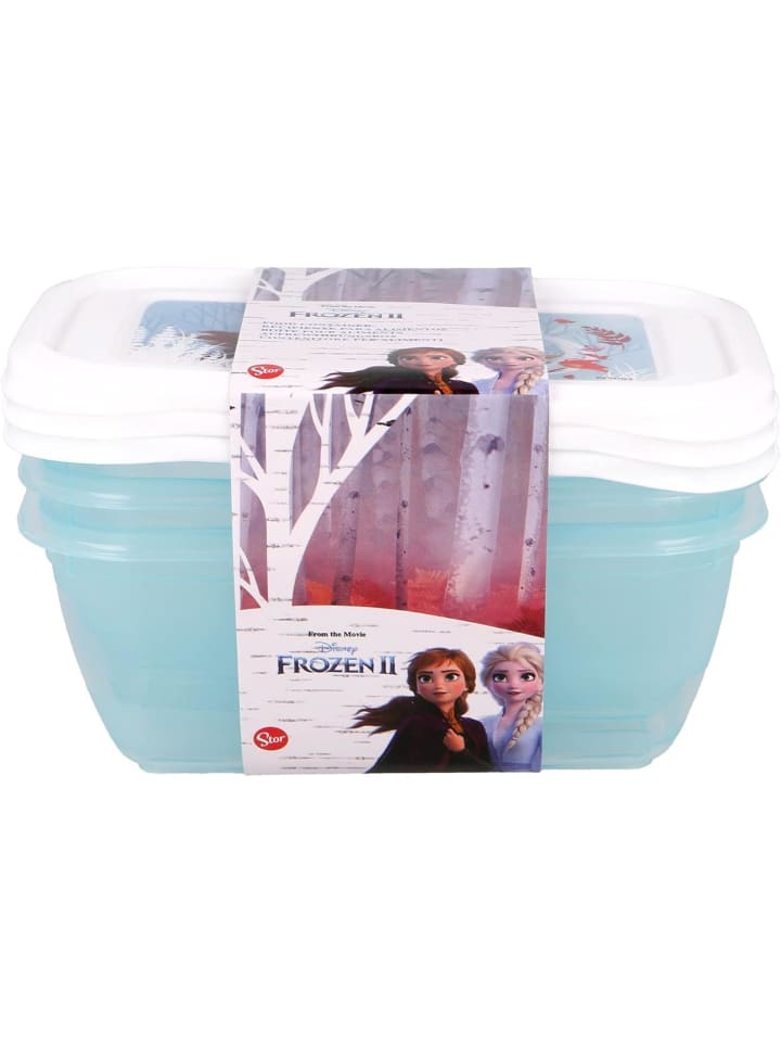 Lunchboxen mit 3 rechteckigen Ersatzteilen Frozen Blue Forest Kunststoff bunt