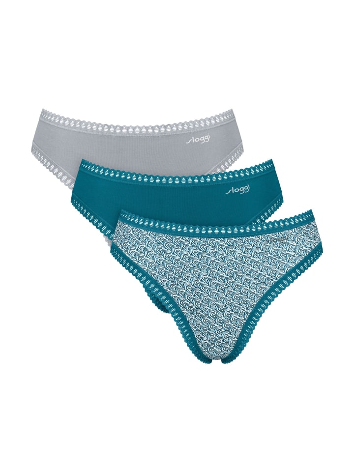 Slip 3er Pack in Blau/Grau
