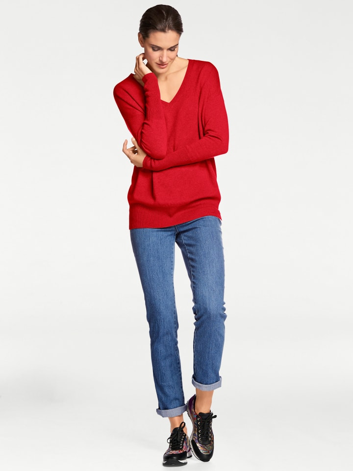 V-Pullover in rot