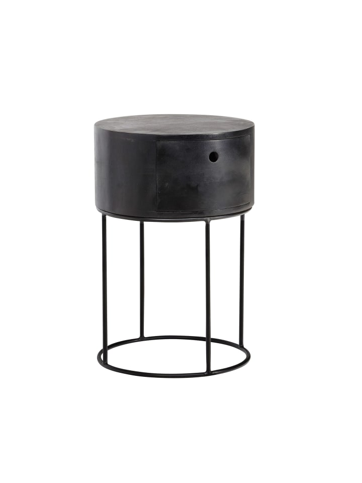 Nachttisch in Schwarz / Mango / 40x40x60
