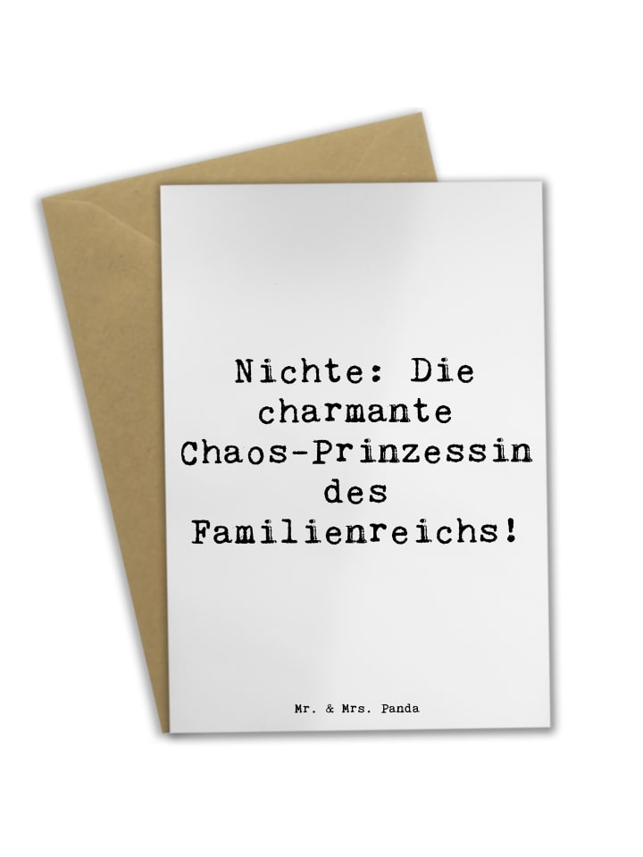 Grußkarte Nichte Chaos-Prinzessin mit Spruch in Weiß