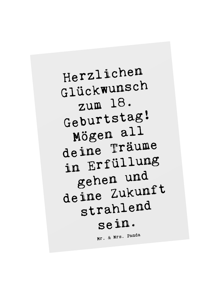 Postkarte Spruch 18. Geburtstag Glückwunsch mit... in Weiß