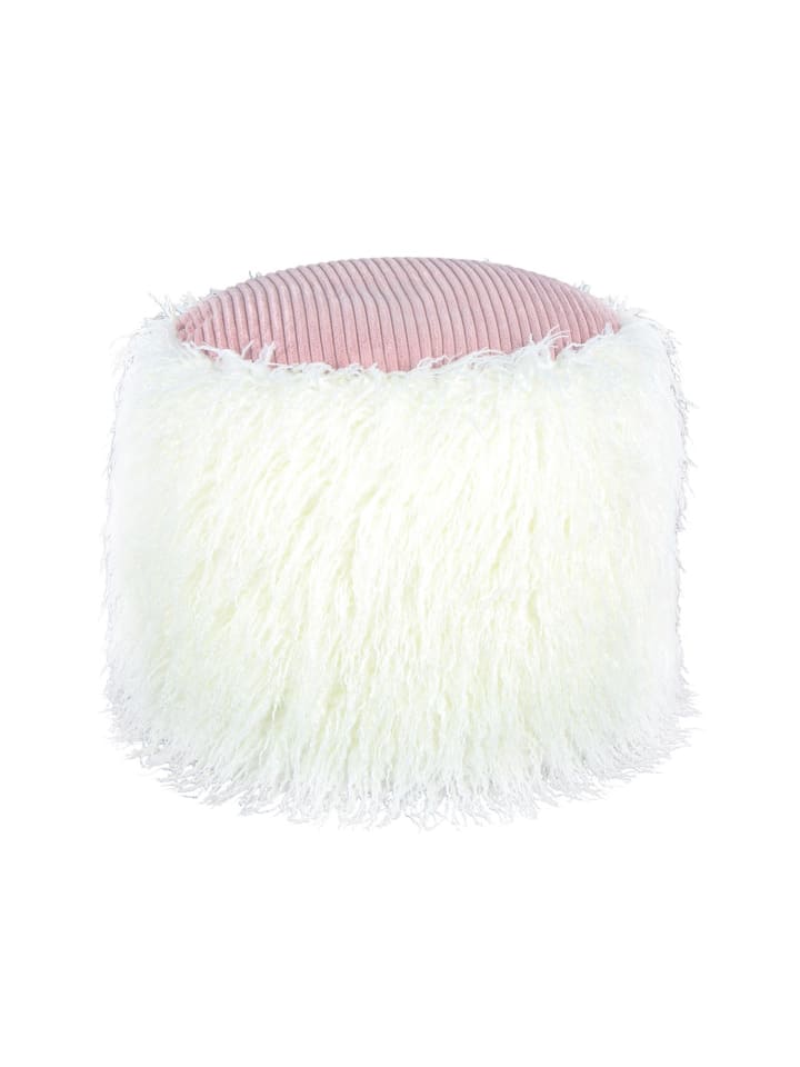 Sitzkissen Fellpouf Bobtail 125 in weiß - rosa