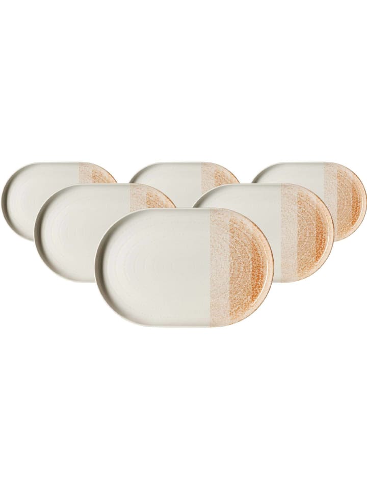 6er Set Servierplatten Trio in Braun 30 x 20 cm
