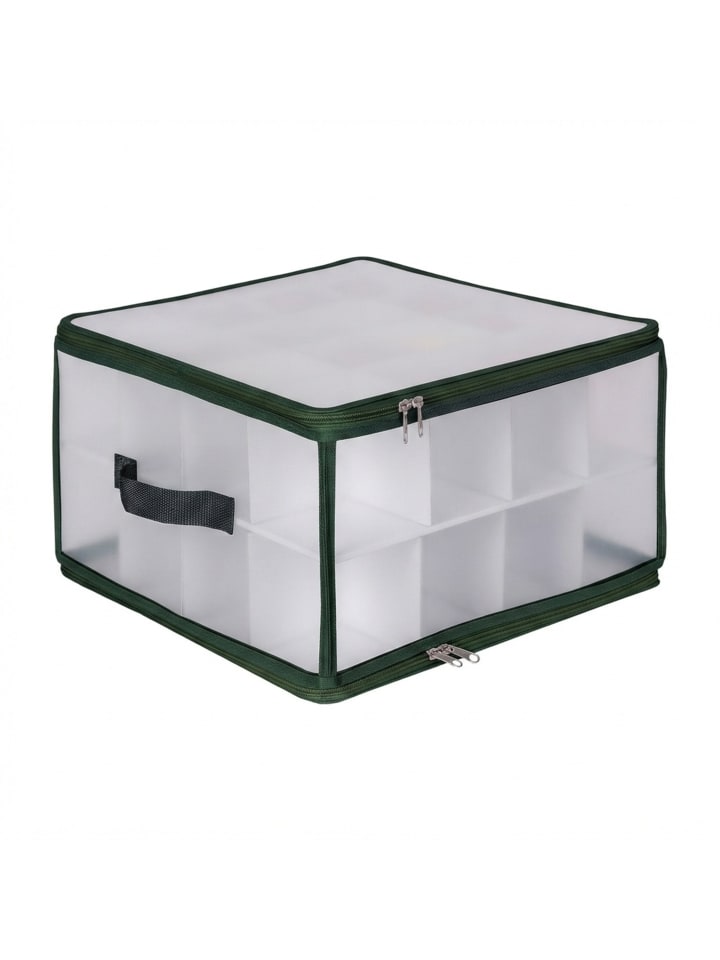 Weihnachtskugel-Aufbewahrungsbox in Transparent/ Grün - (B)36 x (H)18 x (T)36 cm