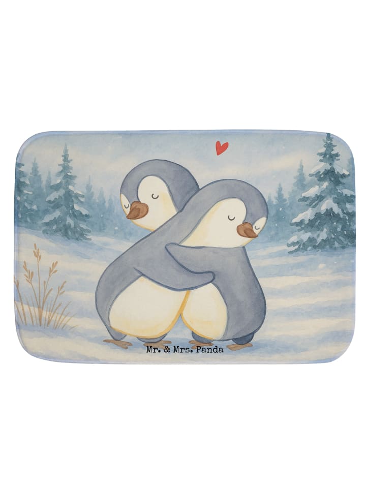 Badteppich Pinguine Kuscheln Design ohne Spruch in Weiß