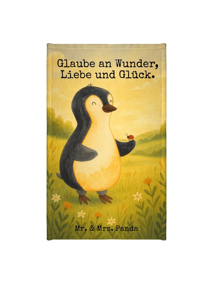 Handtuch Pinguin Marienkäfer Design mit Spruch in Weiß