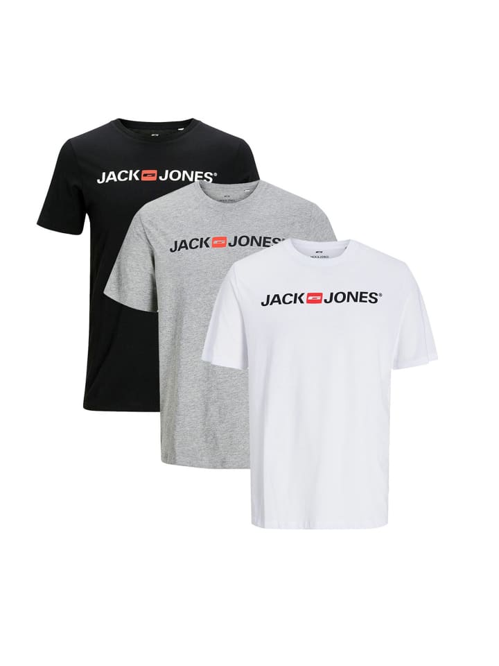 T-Shirt Basic in Weiß / grau / schwarz