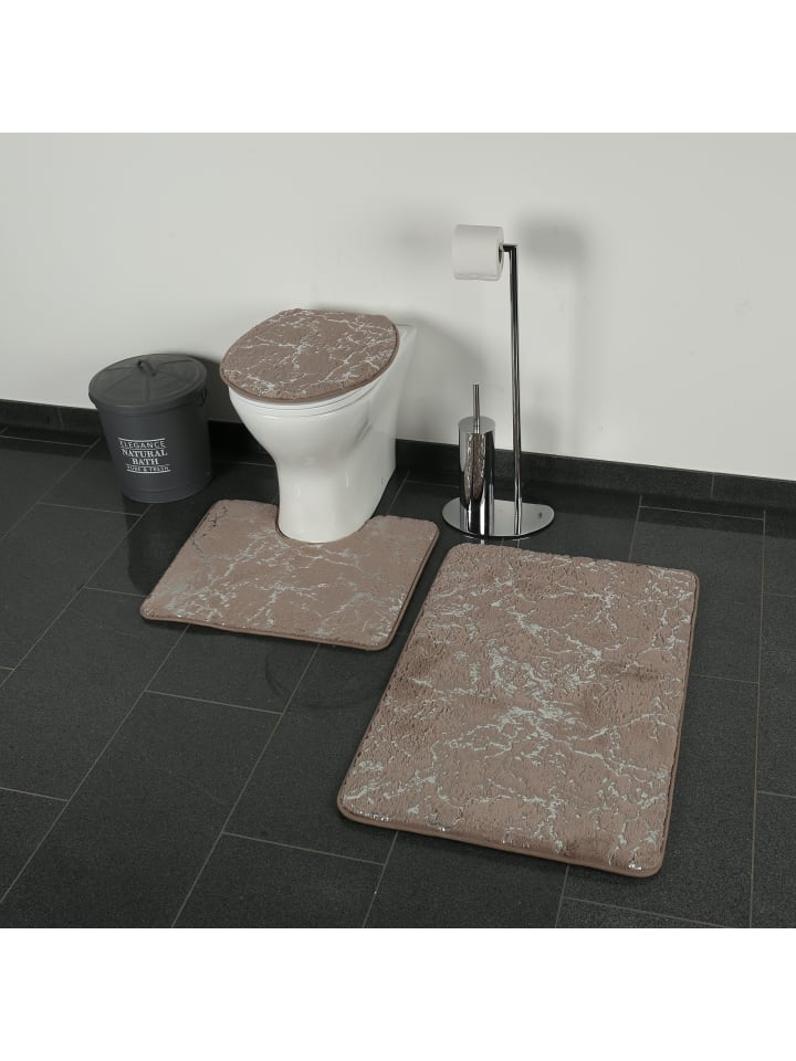 Marmour 3-teilig Bad Matte Dusche Set Rutsch Stand Bad Matten in Gold