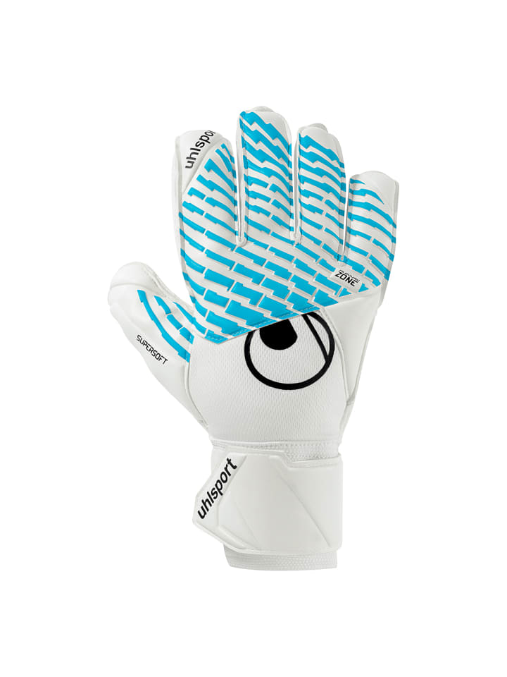 Torwarthandschuhe FM Cybertec Supersoft Kids in weiß/cyberblau/schwarz