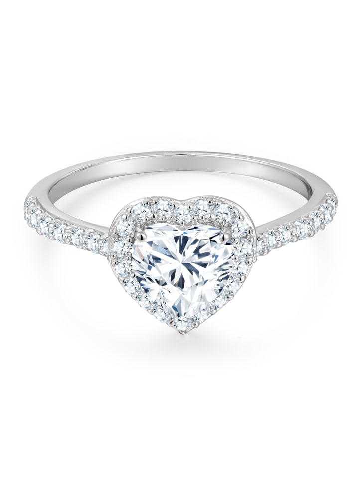 Ring Herz aus Sterling Silber mit Zirkonia in silber