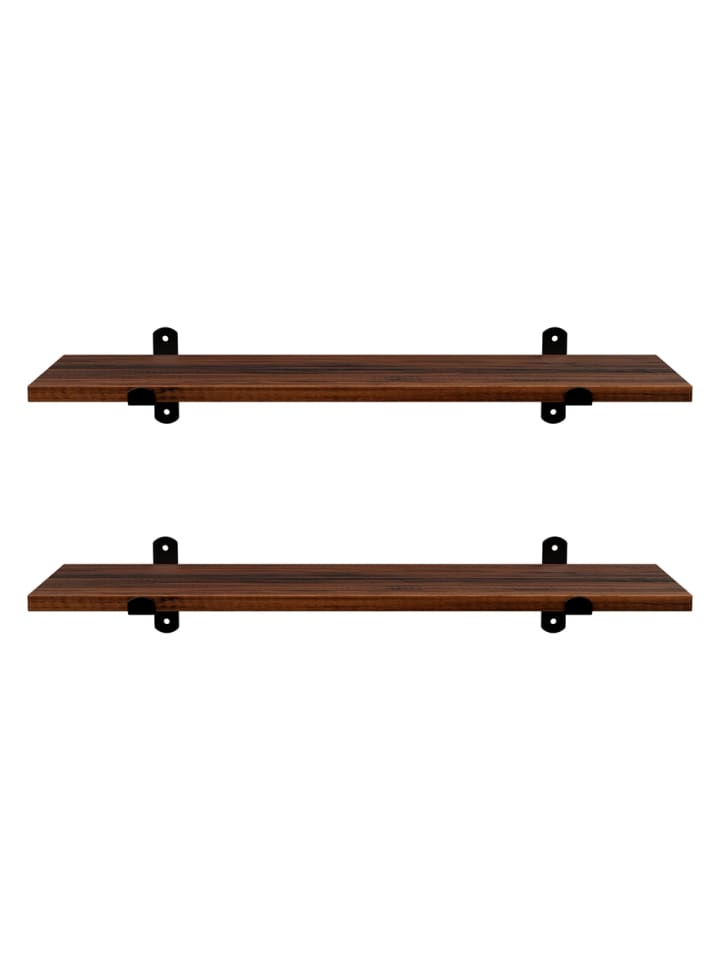 2er-Set: Wandregal Barnet-old in Braun-schwarz - (B)20 x (H)7 x (T)60 cm