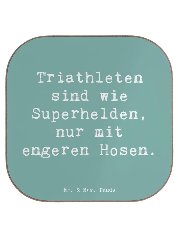 Glas-Untersetzer Spruch Triathlon Superheld mit... in Meeresbrise