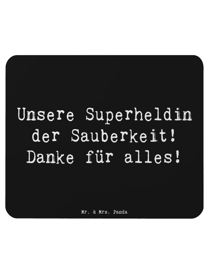 Maus Pad Spruch Putzfrau Superheldin mit Spruch in Schwarz
