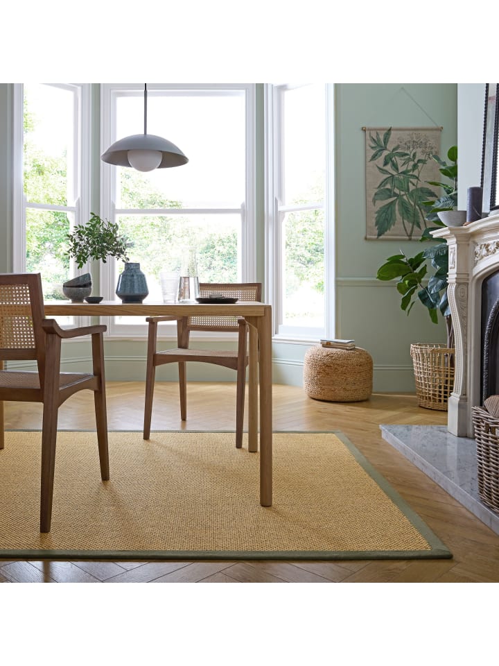 Balkon-Teppich UV-beständig KEER Sisal Bordüre Terrasse in Natur-Grün