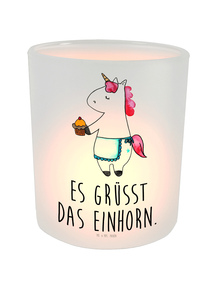 Kerzen Glas Einhorn Muffin mit Spruch in Transparent