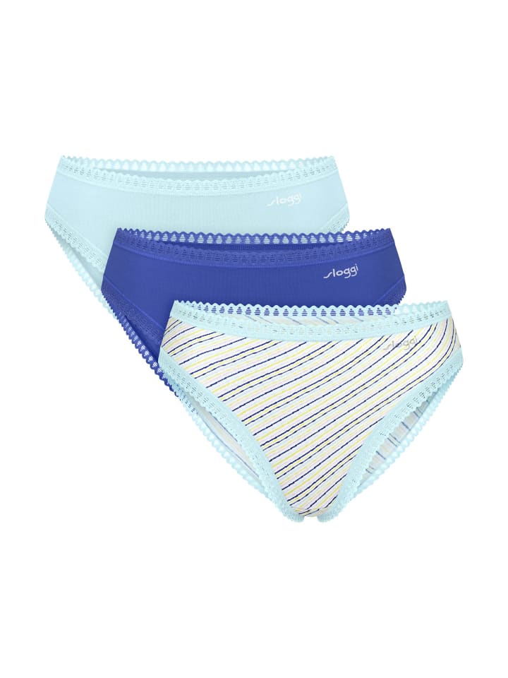 Slip 3er Pack in Weiß/Blau