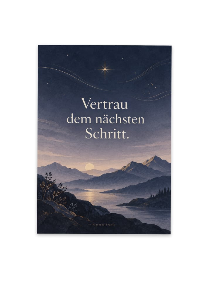 Postkarte Berg poetisch Design mit Spruch in Weiß