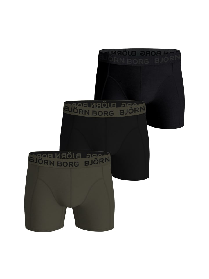 Boxershort 3er Pack in Schwarz/Grün
