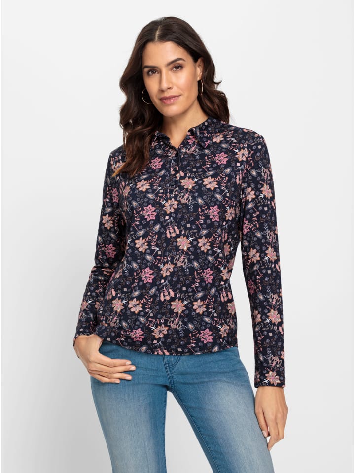 Shirt in marine-rosenquarz-bedruckt