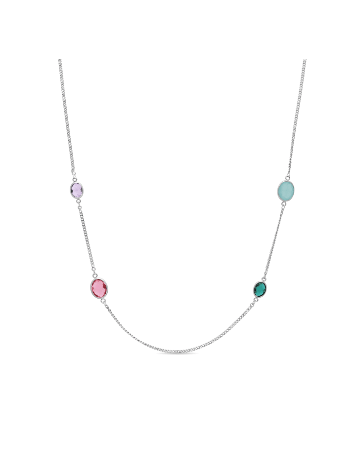 Luxenter necklace in multicoloured zirconia with rhodium finish - Nodiya
