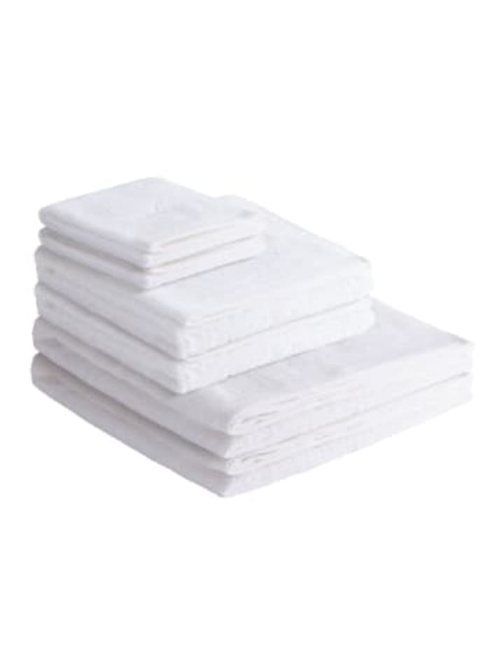 6-teiliges Set: Handtuch Frottier-Serie "Classic" in Weiss