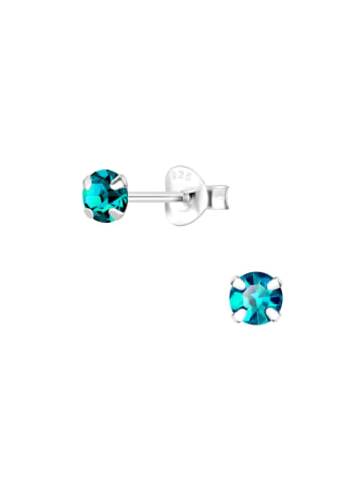 Ohrringe, Ohrstecker KRISTALL 4 mm in 925 Sterling Silber, 2-tlg.
