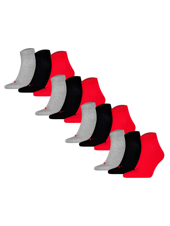 Socken 12er Pack in Schwarz/Grau/Rot