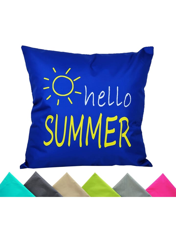1x Outdoor Kissenhülle Motiv 50x50cm hello Summer in Blau