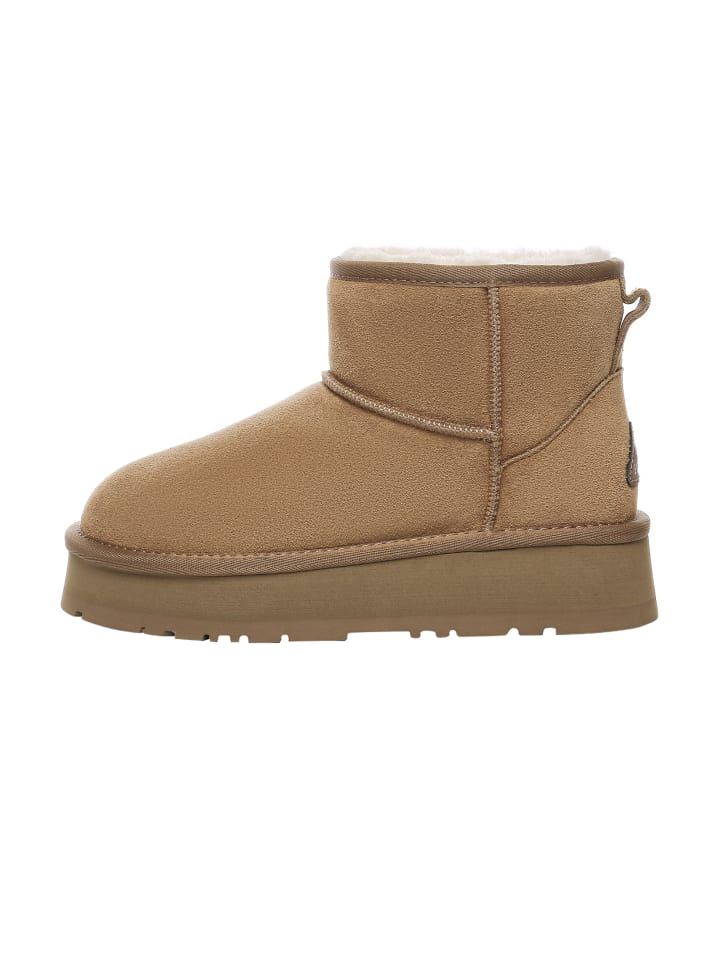 Leder Plateau Kurzstiefel - Dusky in Kastanie